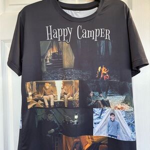 Harry Potter Happy Camper Double Sided Graphic T Shirt Size L Short Sleeve